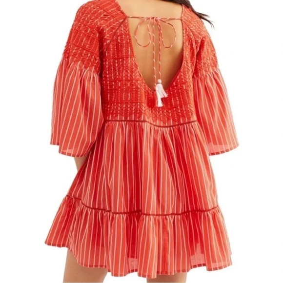 Free People | Orange Striped Mini Shift Dress. Small. Excellent condition! - Picture 2 of 8